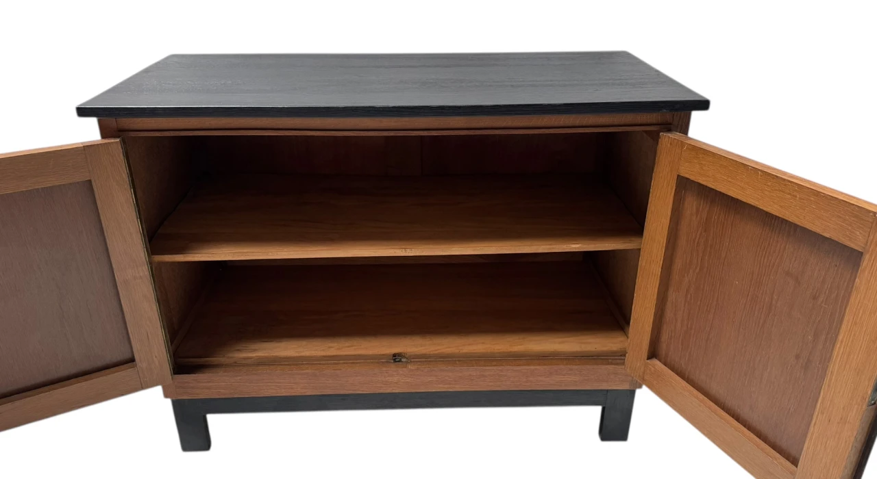 Art Deco Modernist Sideboard or credenza with Black Lacquered Top, 1930s